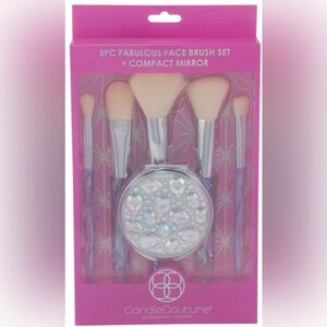 CANDIE COUTURE 5 pc Make-up Brush Set Compact Mirror Fabulous Face NEW